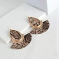 thumbnail image 4 of Boho Snakeskin Faux Leather Teardop Fan Fringe Tassel Macrame Dangle Earrings, 4 of 8