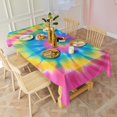 thumbnail image 3 of Rainbow Tie Dye Mandala Pattern Rectangle Tablecloth 60"x102",Waterproof Polyester Rectangle Table Cloth, Wipeable Spillproof Polyester Tablecloth for Dining, Camping, Indoor and Outdoor, 3 of 6
