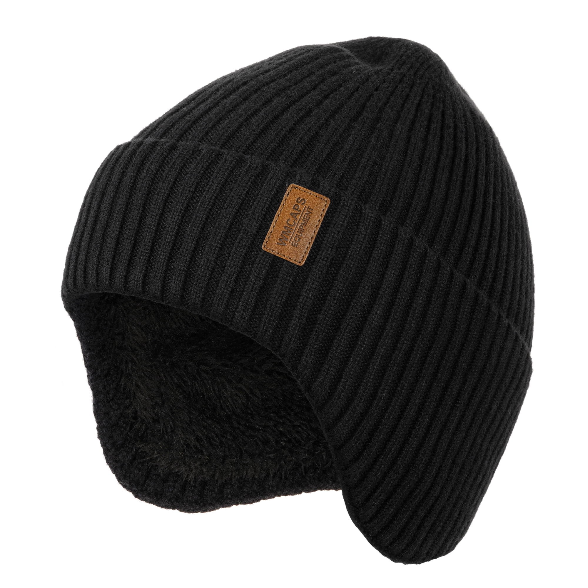 WMCAPS Winter Beanie with Brim and Ear Flaps, Outdoor Warm 