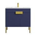 thumbnail image 5 of 36" Freestanding Bathroom Vanity with Sink & Mirror- Brush Gold Hardware - Navy Blue, 5 of 9
