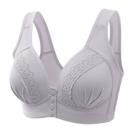 Blphud Plus Size Lingerie for Curvy Women Woman s Sports Bra Trendy Lingerie for Women Sports Bras for Women Women Sexy Lace Front Button Shaping Cup Shoulder Strap Large Size Underwire Bra Purple 36