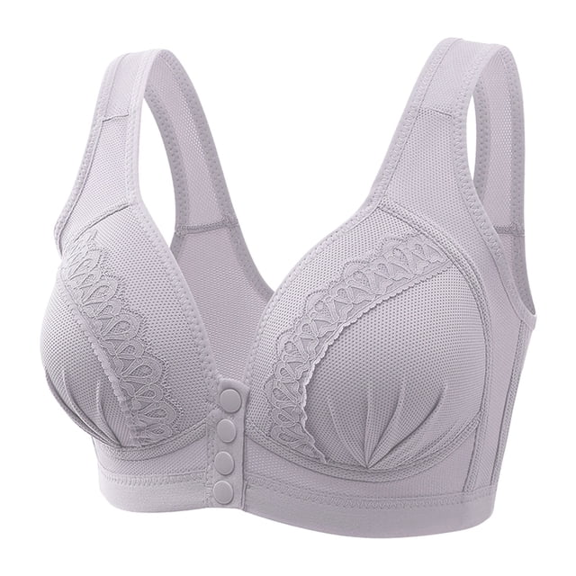 Kcodviy Women Lace Front Button Brazier for Women Shaping Cup Shoulder Strap Seamless Bra Large Size Underwire Bra