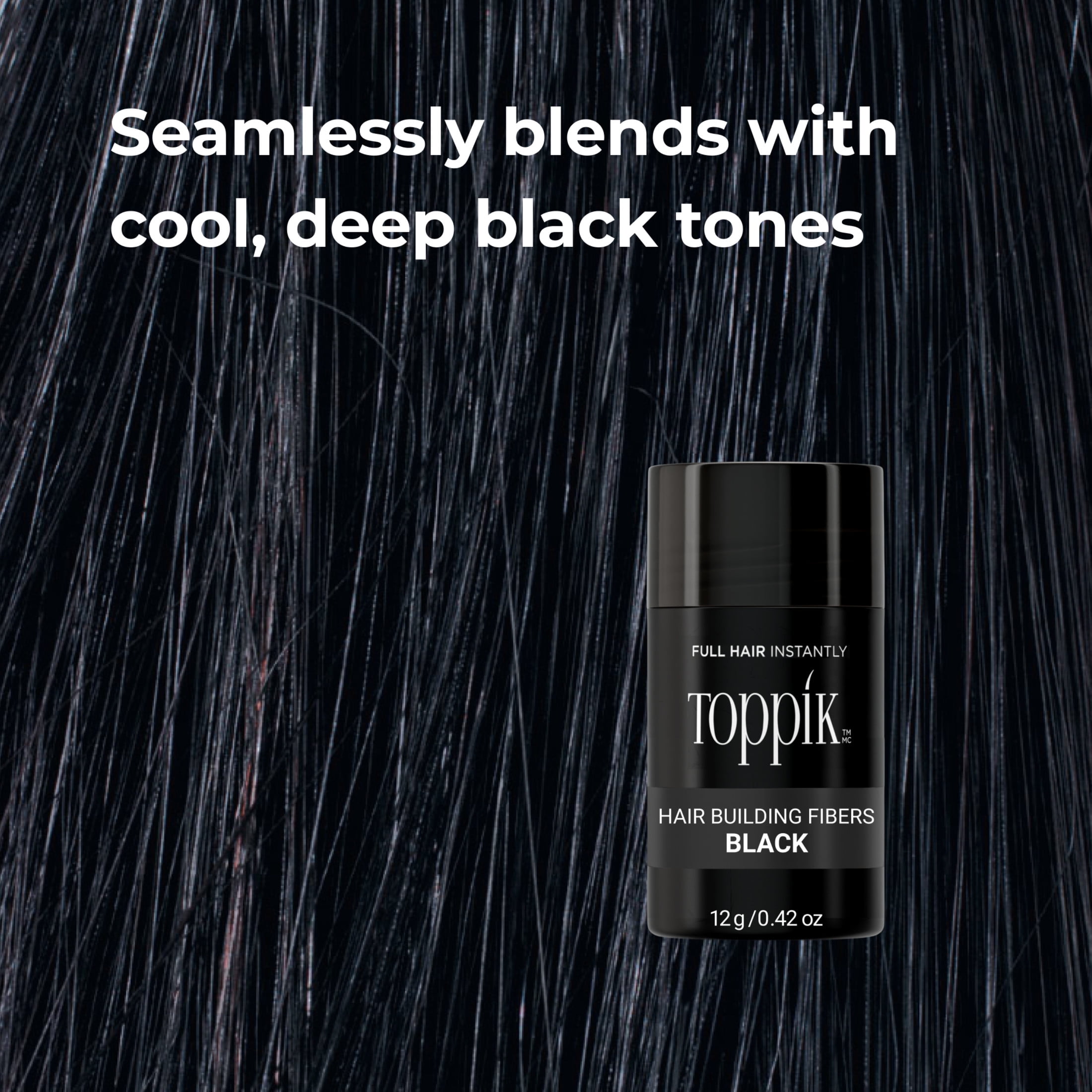 Toppik Hair Building Fibers 12g, Black | For Thick, Full Hair
