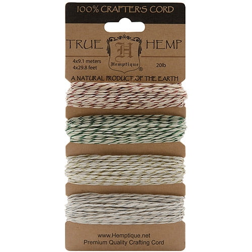 Hemptique Metallic Hemp Cord 20lb-Classic 120', Pk 3, Hemptique