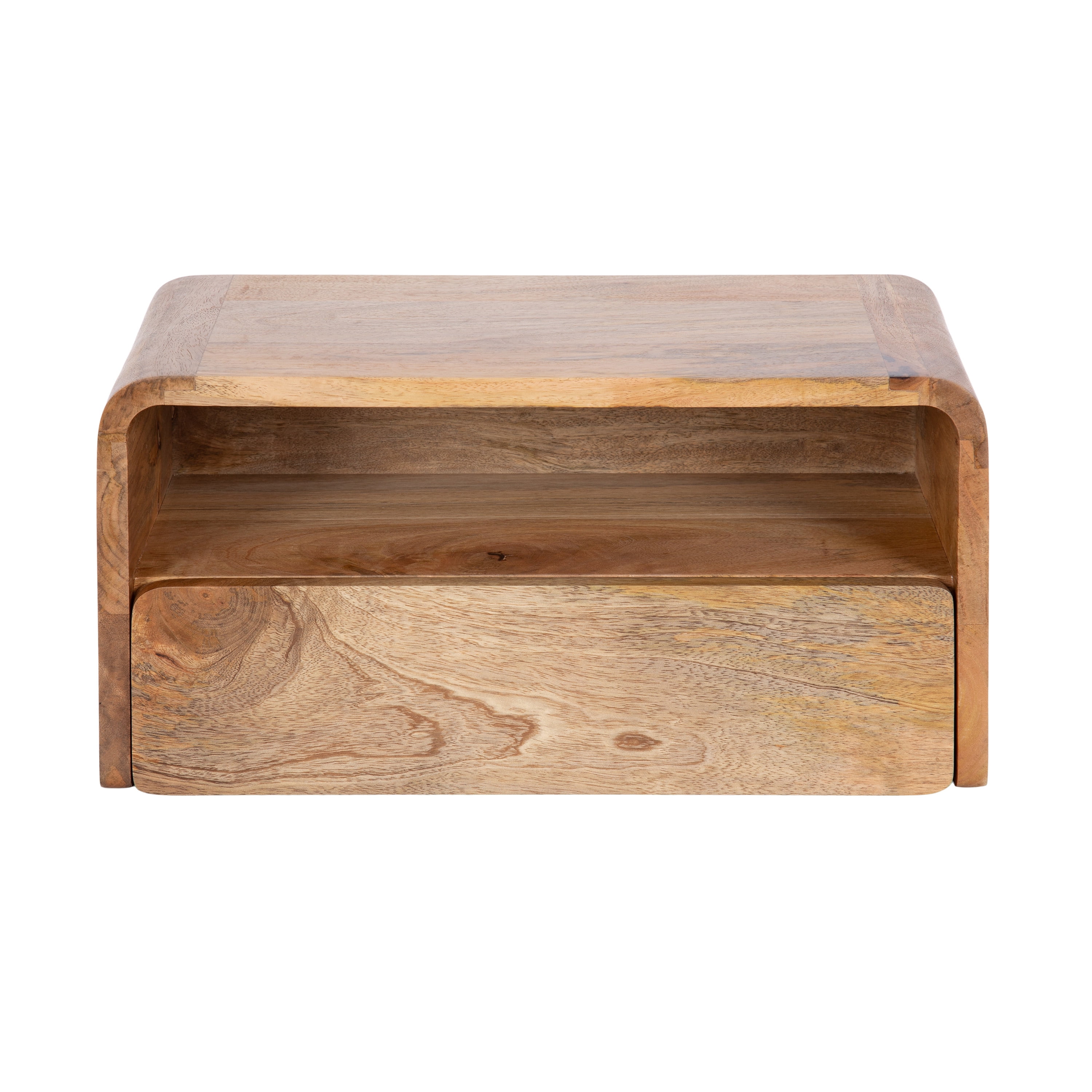 Kate and Laurel Kato Transitional Wood Floating Side Table with Drawer, 18 x 10 x 9, Natural Brown, Modern Wooden Floating Nightstand for Bedroom Bedside Table