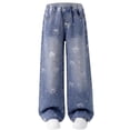 thumbnail image 2 of NAISIBABY Girls Straight Leg Jeans, with Pockets High Waist Cute Bow Fashion Casual Denim Pants Blue Size 14, 2 of 9