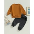 thumbnail image 4 of Wassery Baby Boys Fall Outfits Clothes 6M 12M 18M 24M 3T Kids Boys Long Sleeve Letter Print Sweatshirt and Long Pants 2PCS Casual Autumn Clothing for Toddler Boys, 4 of 9