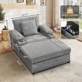 thumbnail image 4 of FFH Lounge Chair with Ottoman, Accent Armchair Chenille Single Sofa with USB, Cup Holders and Storage, Light Gray, 4 of 13