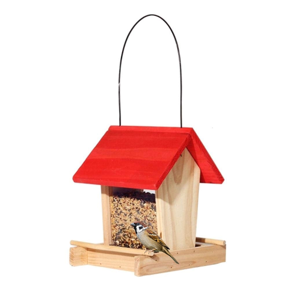 Birdhouse Feeder Wooden Bird Feeder Hanging Feeding Station for Wild