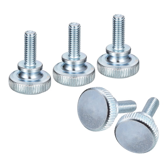 M6x16mm Knurled Thumb Screws, 25pack Carbon Steel Zinc Plated Flat Knurled