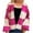 Hot Pink, variant on Karight Cropped Cardigan Sweaters for Women Fall Winter Striped Open Front Long Sleeve Chunky Knit Short Cardigans