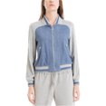 thumbnail image 1 of Max Studio London Womens Colorblocked Bomber Jacket, Blue, X-Small, 1 of 2