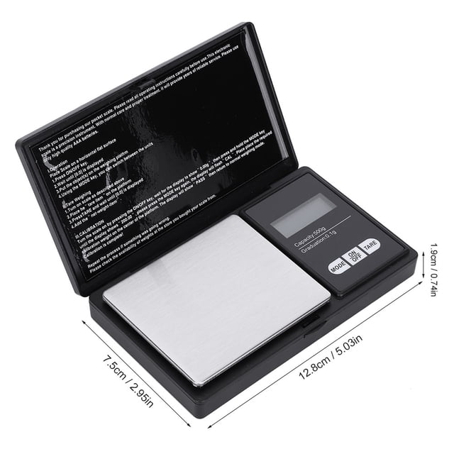 Báscula De Bolsillo Digital LED Portátil Alta Precisión Acero Inoxidable Joyería Moneda Oro Plata Diamante Báscula Negro Plata Para Joyería Hierbas Medicinales Grano