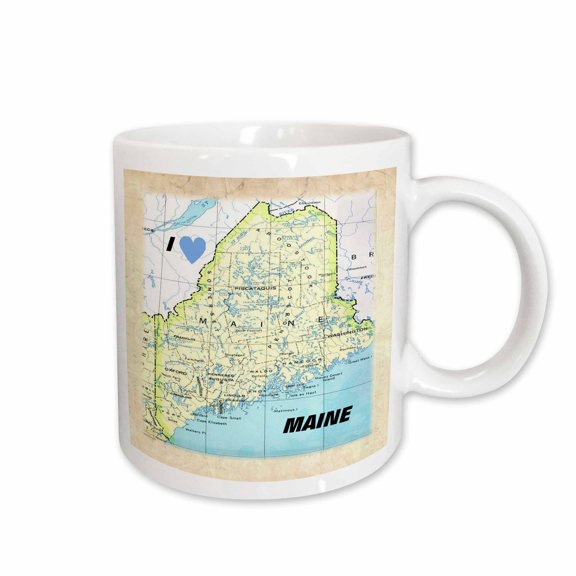 3drose, Map of Maine, 11oz Mug
