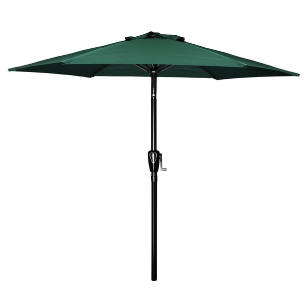 Sombrilla de patio Simple Deluxe de 2,3 m para exteriores con inclinación y manivela, color verde