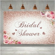 Rose Gold Floral Glitter Bridal Shower Banner - Stunning Backdrop Sign for Wedding, Bachelorette Party Decorations - Elegant Supplies for Women - 6 x 4ft Rose Gold Bliss