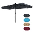 thumbnail image 1 of Costway 13 FT Double-Sided Patio Umbrella with Solar Lights, 36 LED Lights, Crank Handle Gray, 1 of 10