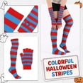 thumbnail image 2 of Lumtrix Women's Striped Over Knee Thigh High Socks, Arm Warmer Fingerless Gloves Set for Halloween Christmas K One Size, 2 of 5