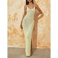 thumbnail image 5 of Michellecmm  Women's Long Slim Cami Dress Sleeveless Side Split Knit Dress, 5 of 9