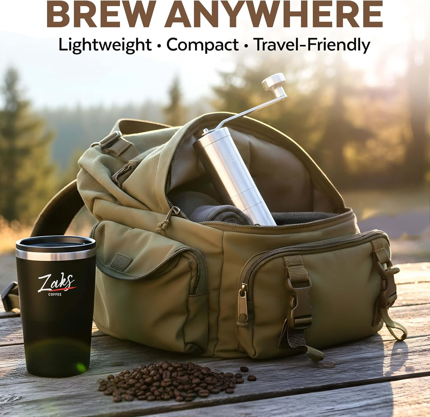 ZaksCoffee Manual Coffee Grinder Stainless Steel  with 11 Settings for Home Travel