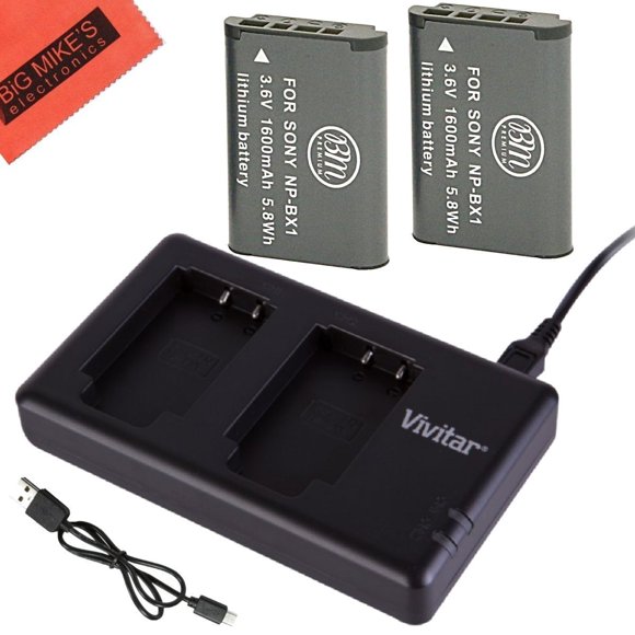 BM Premium 2-Pack of NP-BX1 NP-BX1/M8 Batteries & Dual Battery Charger for Sony CyberShot Digital Cameras