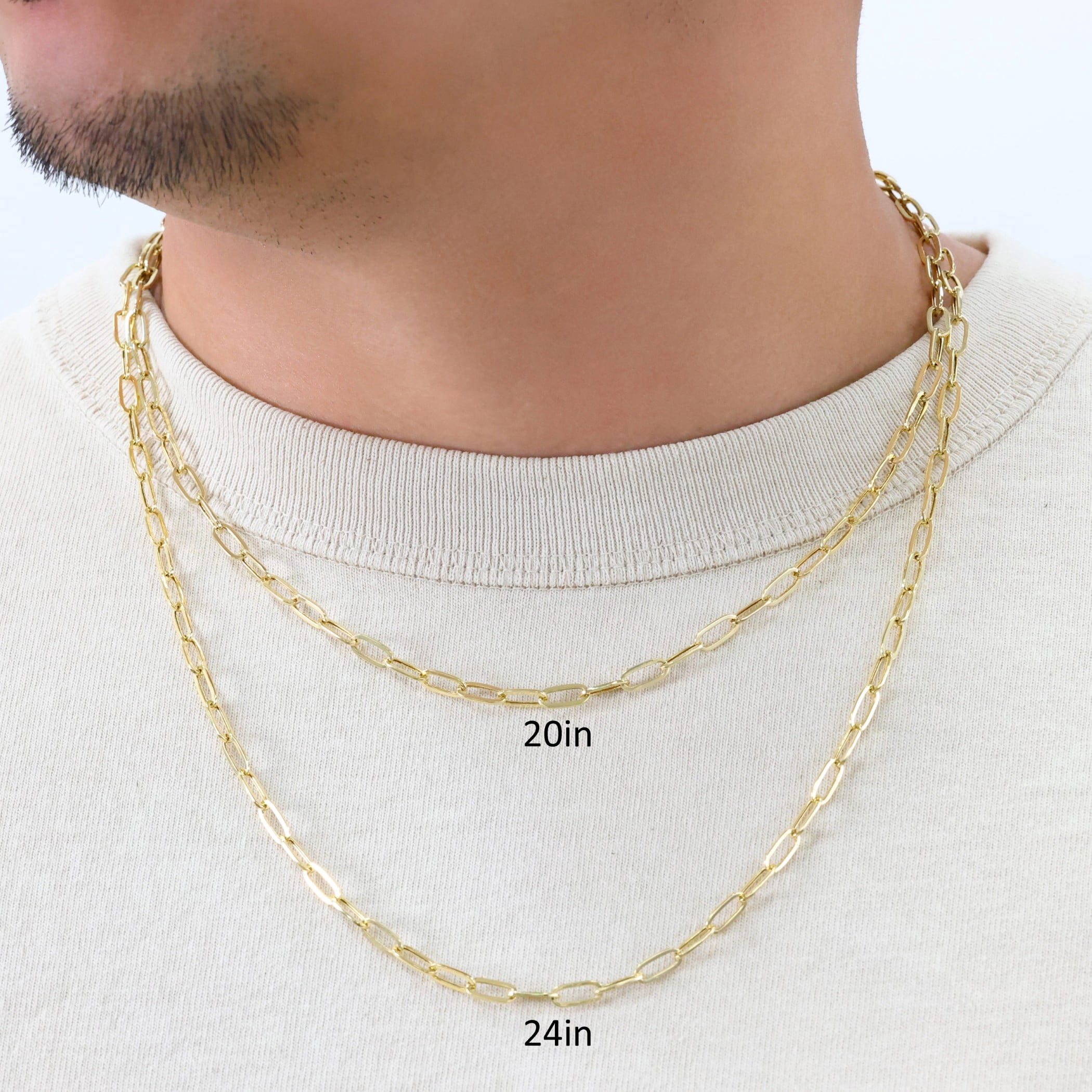 Nuragold 14k Real Yellow Gold Paperclip 4mm Elongated Cable Link Necklace (16"-24") Dainty Italian Jewelry for Men & Women