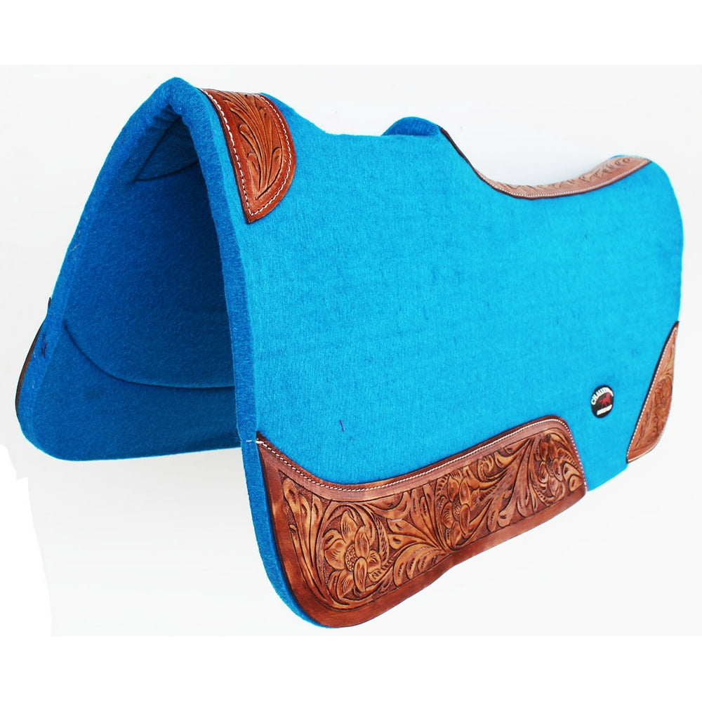 Horse SADDLE PAD Western Contoured Wool Felt Moisture Wicking Saddle Pad Blue 39177BL Walmart