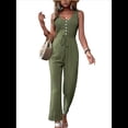 thumbnail image 1 of Elegantes de Verano para Mujer, Sin Mangas, con Cuello en U, Informales, de Pierna y Pantalones Largos 2025, Verde , Talla XL, 1 of 10