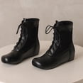 thumbnail image 5 of LOVZFMLL Bottes pour Femmes Bottillons à Lacets Bout Rond Sangles Ajustables Talon Plat Mode Décontracté Bottes Chaussures d'Automne Hiver, 5 of 5