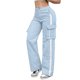 thumbnail image 3 of TaTaai Striped Patchwork Women Straight Leg Casual Pants Side Pockets Machine Washable No Fading Breathable Loose Fit Daily Wear Full Length Trousers Gift, 3 of 5
