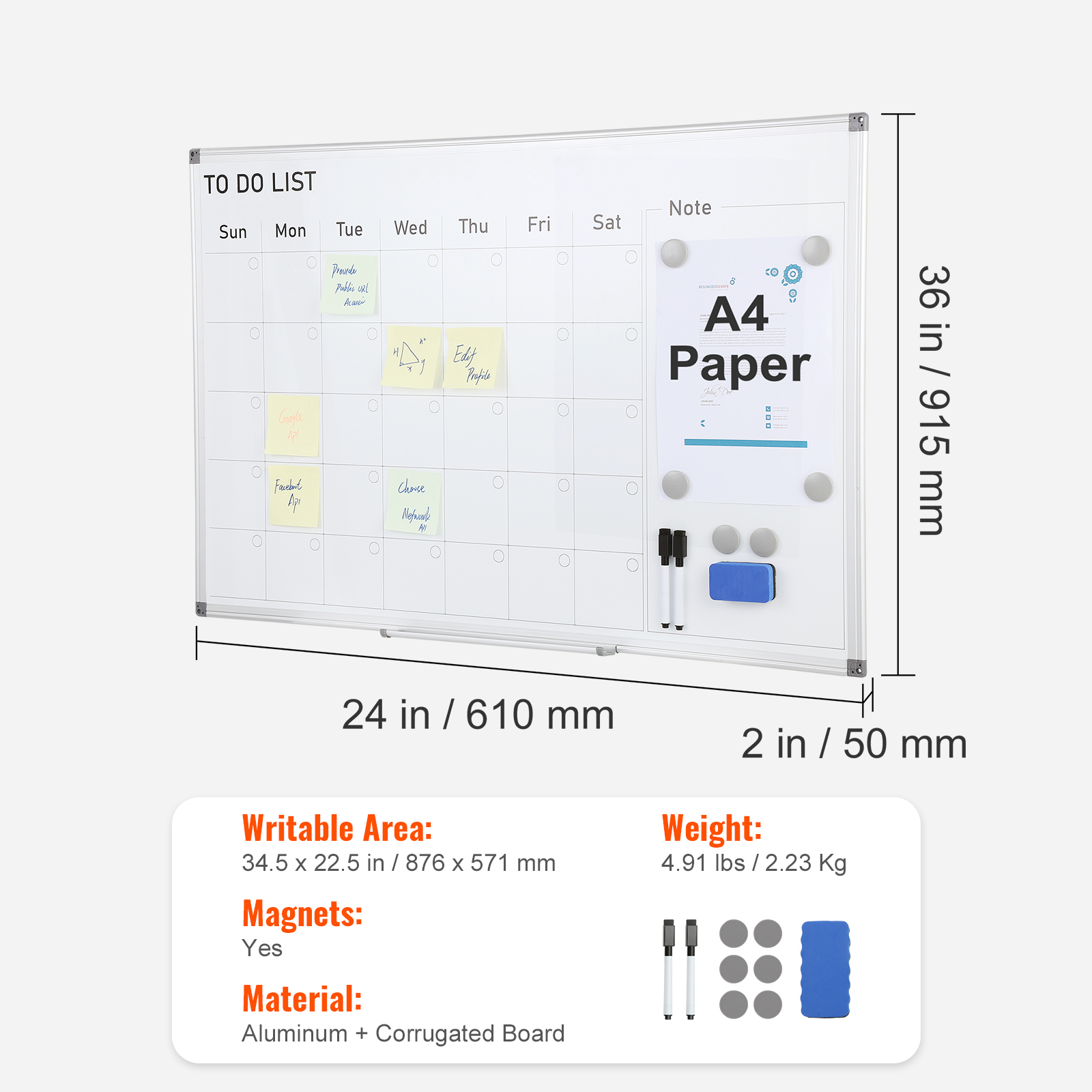 KFFKFF Magnetic Whiteboard Calendar, 36" x 24" photo 8