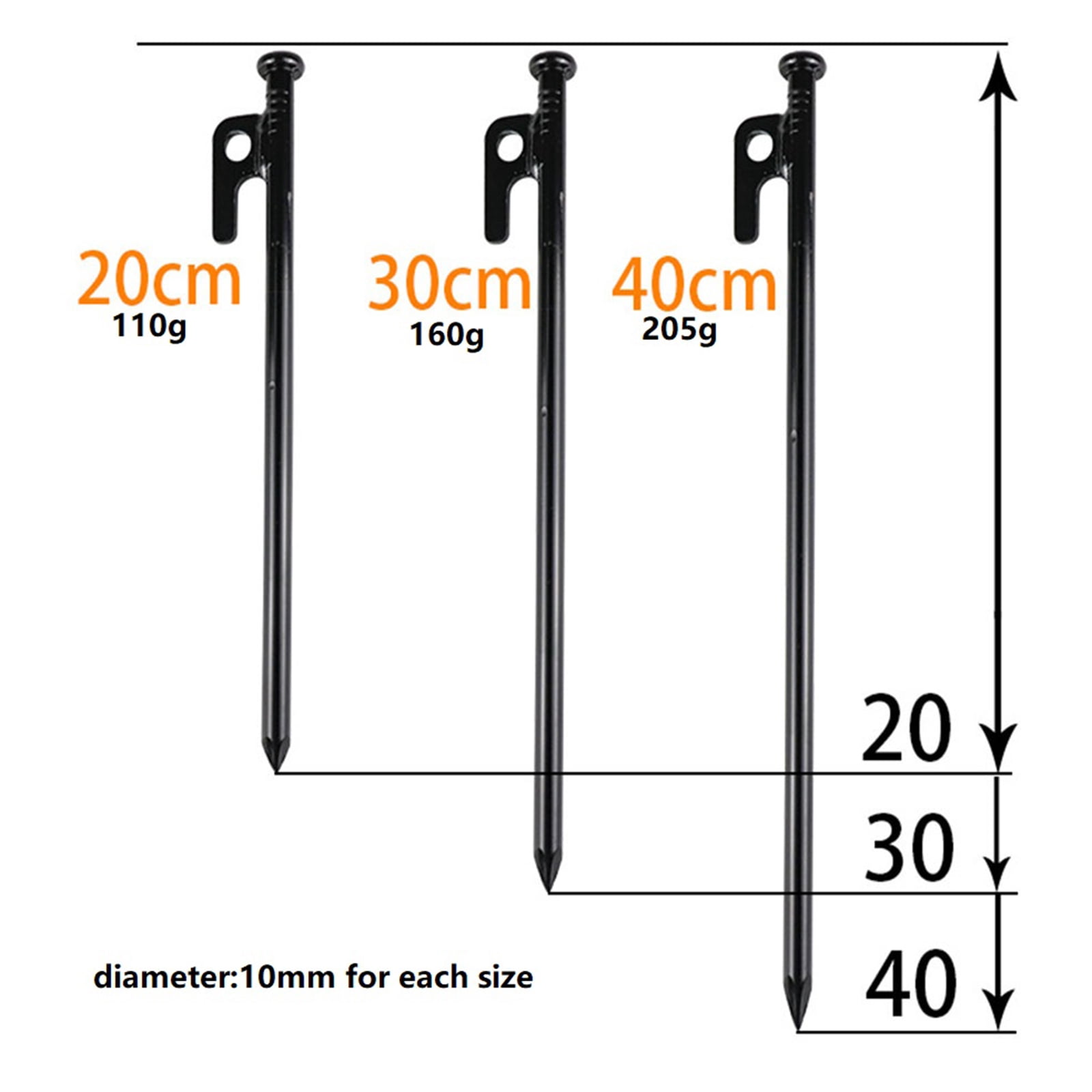 8 Pack Tent Stakes Heavy Duty Metal Tent Pegs for Camping Steel Tent Stakes 16 inch Unbreakable and Inflexible