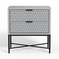 thumbnail image 2 of Rexi 26 Inch 2 Drawer Nightstand, Honeycomb, Mahogany, Light Gray, Black- Saltoro Sherpi, 2 of 5