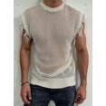 thumbnail image 4 of Men'S Crochet Knit Sleeveless Mesh Tank Top White XL, 4 of 7