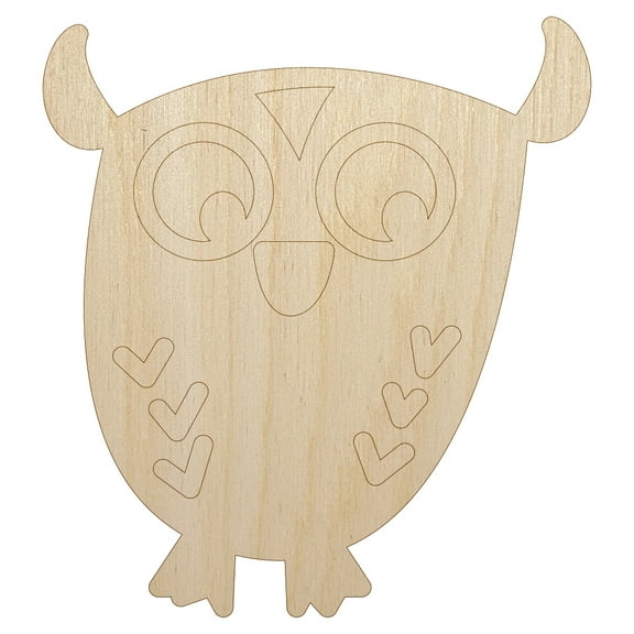 Wary Owl Wood Shape Unfinished Piece Cutout Craft DIY Projects - 4.70 Inch Size - 1/8 Inch Thick