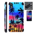 thumbnail image 1 of Compatible with TCL A2 + Screen Protector Brushed Metal Texture Hybrid Silver Guard Phone Case Cover (Sunset Palm Tree), 1 of 1
