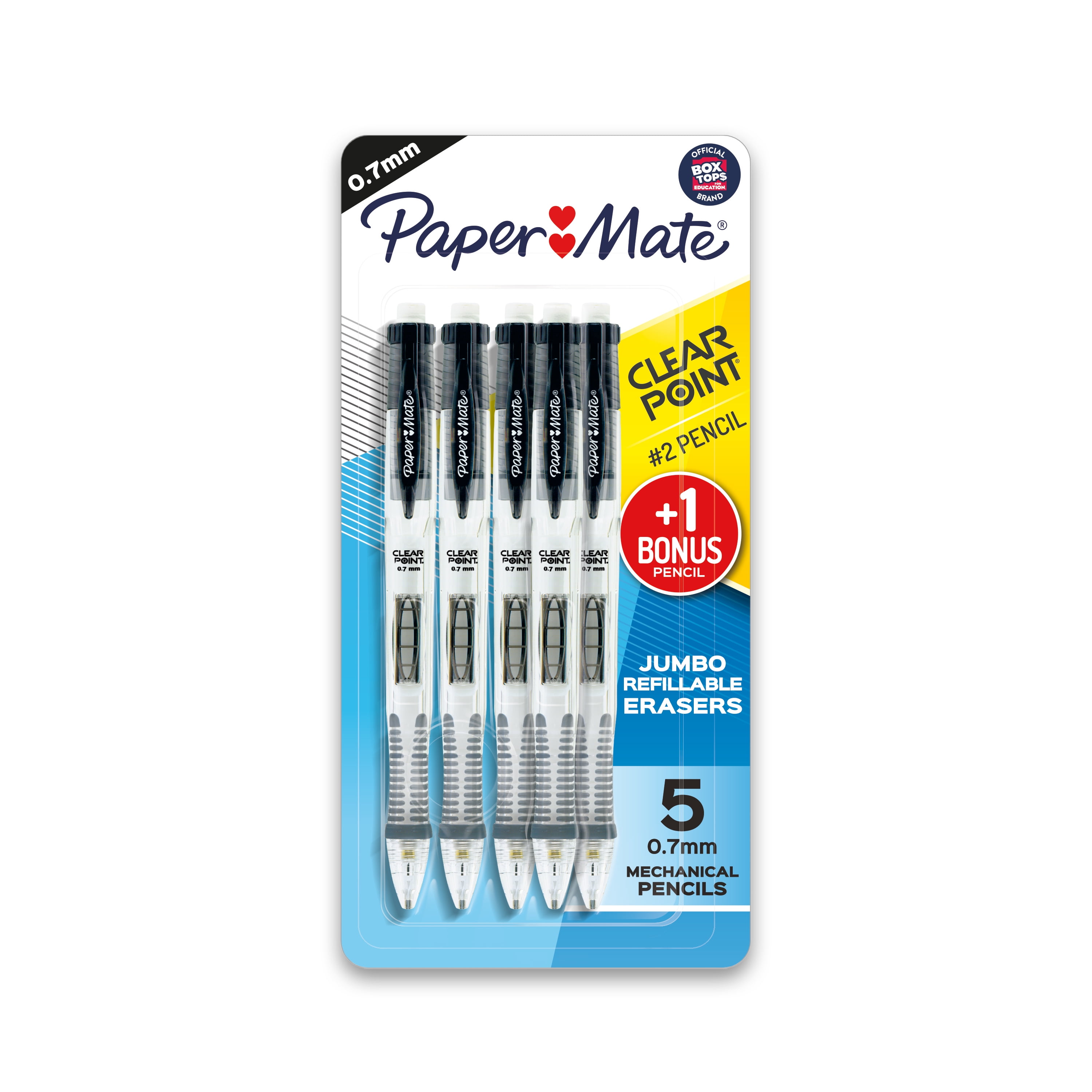 Paper Mate Clearpoint Mechanical Pencils, Black Color, 0.7mm, HB 2, Includes 1 Bonus Pencil, 5