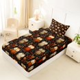 thumbnail image 5 of Manfei Boho Autumn Owl Twin Sheets, Fall Leaf Branch Bedding, Orange Black, 3pcs, 1 Flat Sheet, 1 Fitted Sheet and 1 Pillowcase, 5 of 6