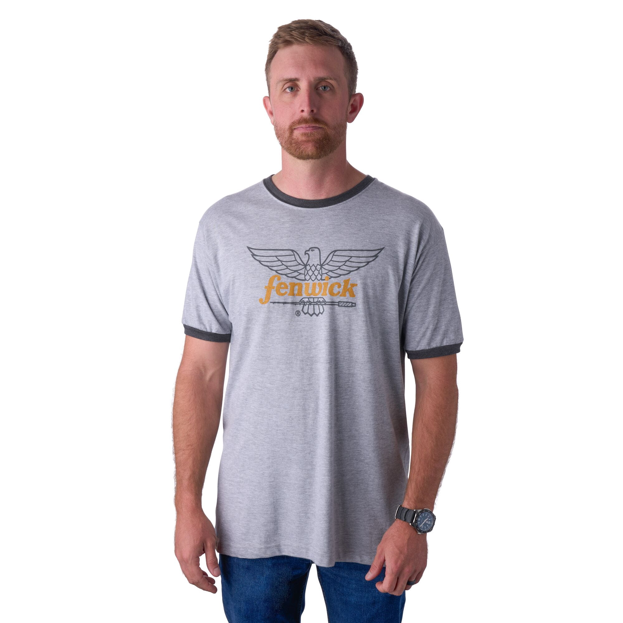 Fenwick Logo Short Sleeve Ringer T-Shirt, Heather Grey, Size XXL