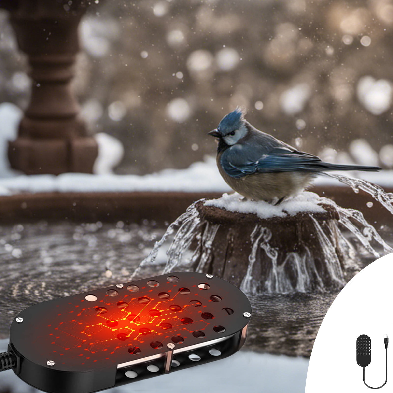 RKZDSR Outdoor Winter Pond Heaters: Thermostatically Controlled Heated Bird Bath Heater to Prevent Water Freezing - Ideal for Livestock Water Troughs