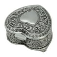 thumbnail image 1 of Heart Shape Jewelry Box, Velvet Cloth Antique Silver Adequate Capacity Exquisite Heart Jewelry Storge Box  For Desktop For Christmas For Rings, 1 of 8