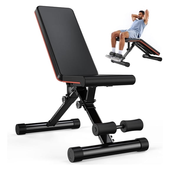 Simenmax Adjustable Weight Bench for Home Gym, 9-Position Incline/Decline, Foldable, Heavy Duty Workout Bench for Full Body Training (Chest, Legs, Abs, Dumbbell Exercises)