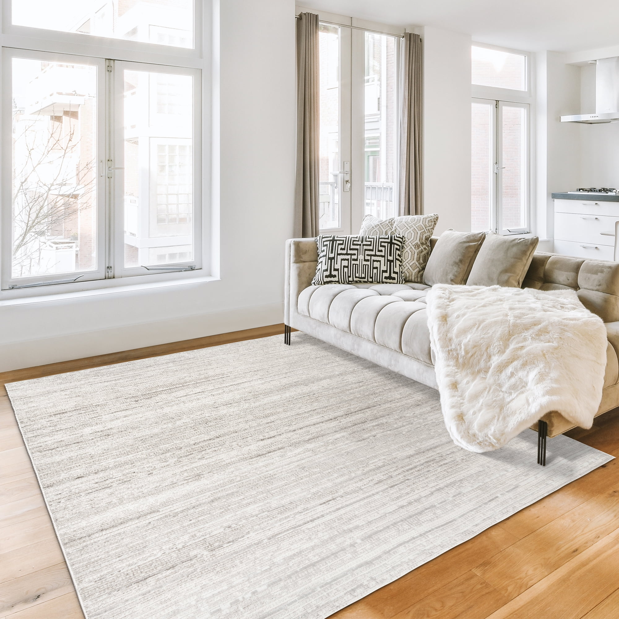 Gertmenian Missha Dario Modern/Contemporary Striped Cream Indoor Area Rug, 6x9