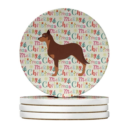 

Australian Kelpie Dog Merry Christmas Large Sandstone Coasters Pack of 4 4 in x 4 in