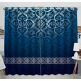 thumbnail image 1 of EREHome Damask Background Luxury Blue Design Blackout Window Curtain Drapery Panels 52x84 inch two Piece, 1 of 1