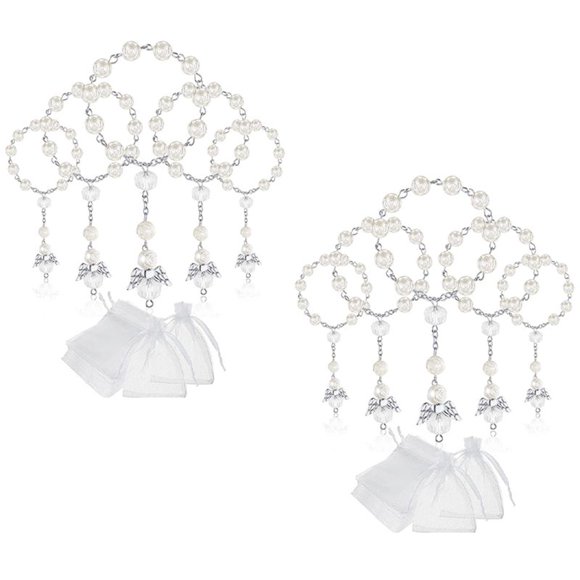 60 Piezas de Cuentas de Rosario de AcríLico de Bautismo Mini Rosarios de Con Bolsas de Organza para la Primera Comunión Regalos de Fiesta de Bautismo