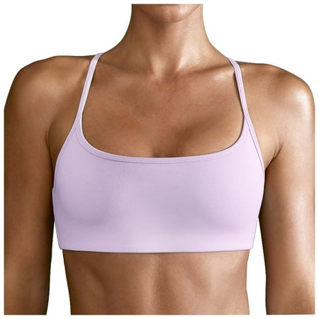 

Knosfe Criss Cross Female Sports Bra Cami Workout Fitness T-Shirt Bra for Women