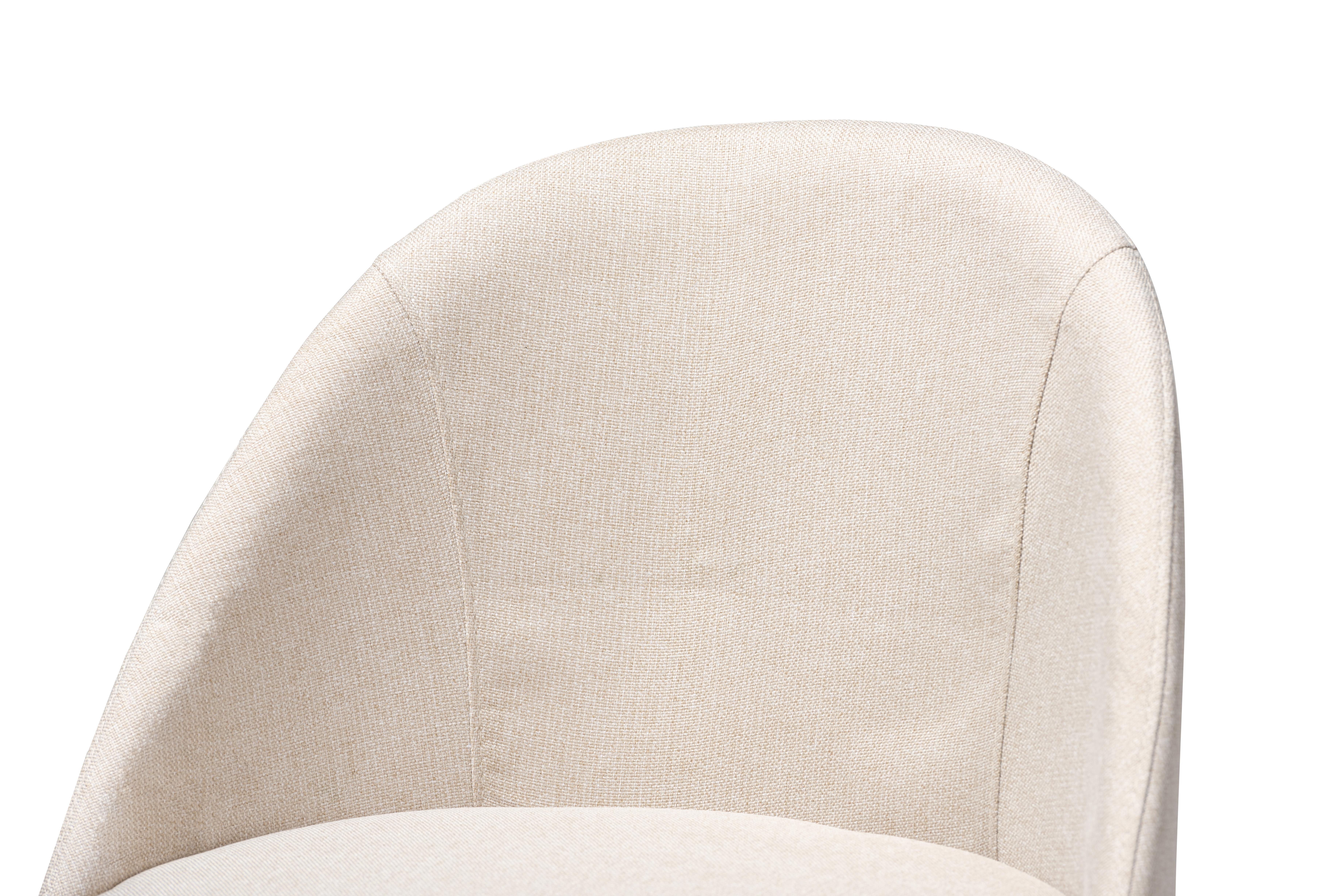 Set of 2 Baxton Studio Carra Mid-Century Modern Light Beige Fabric Upholstered Walnut-Finished Wood Swivel Counter Stool Set
