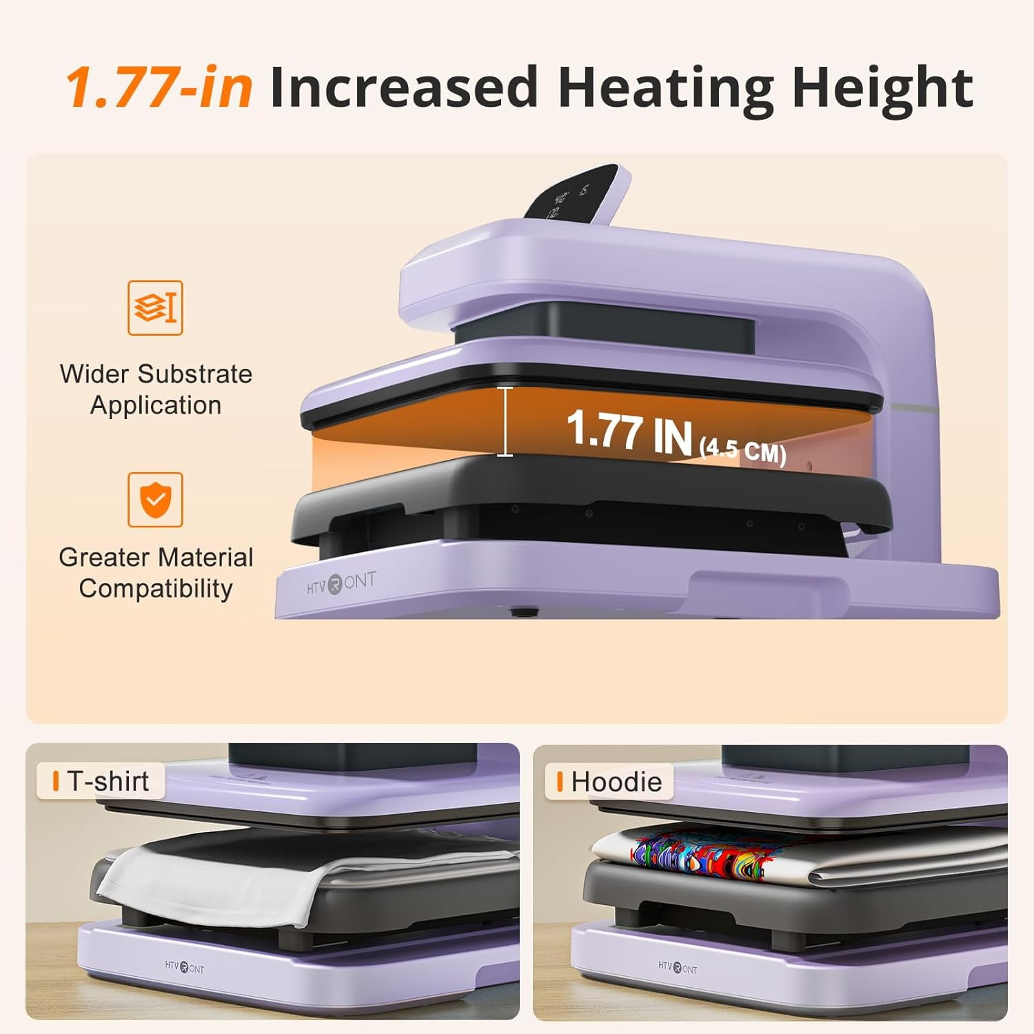 HTVRONT Automatic heat press 2 - Heat Press Machine for T Shirts with Adjustable Pressure & Higher Heating Height, Heats Up Fast and Evenly Heat Press 15x15 for HTV, Sublimation (Purple)