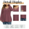 thumbnail image 5 of Mengpipi Womens Plus Size Tops Criss Cross V Neck Long Sleeve Fall Casual Shirt 1X-5X, 5 of 6